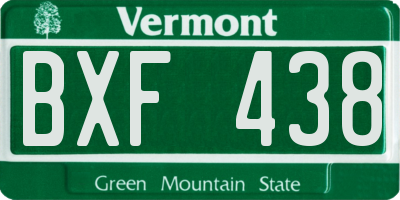 VT license plate BXF438