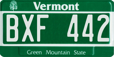 VT license plate BXF442