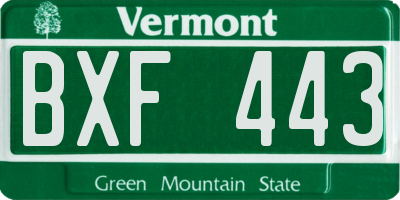 VT license plate BXF443