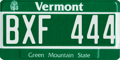 VT license plate BXF444