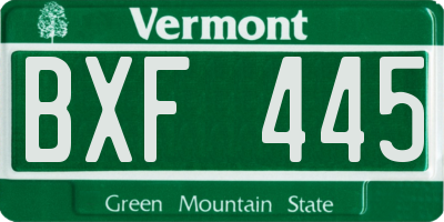 VT license plate BXF445