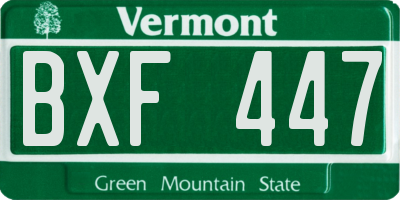 VT license plate BXF447
