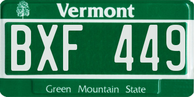 VT license plate BXF449