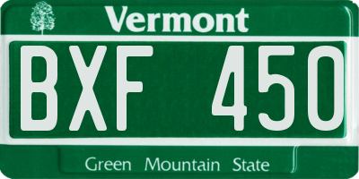 VT license plate BXF450