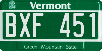 VT license plate BXF451