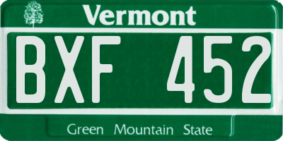 VT license plate BXF452