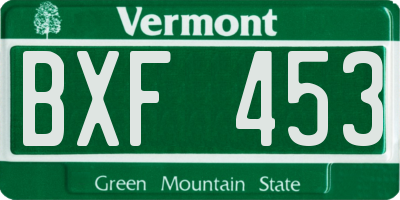 VT license plate BXF453