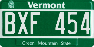 VT license plate BXF454