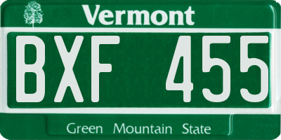 VT license plate BXF455