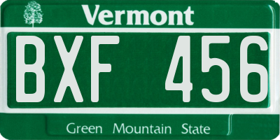 VT license plate BXF456