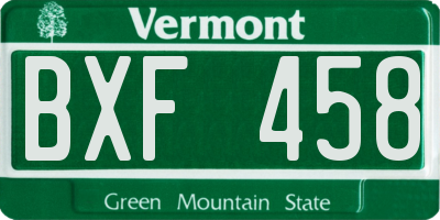 VT license plate BXF458