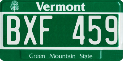 VT license plate BXF459