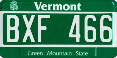 VT license plate BXF466