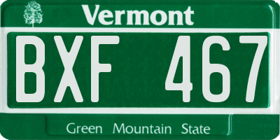 VT license plate BXF467