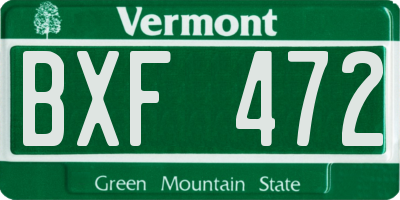 VT license plate BXF472