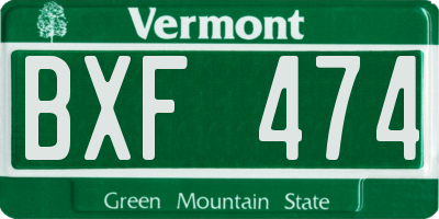 VT license plate BXF474