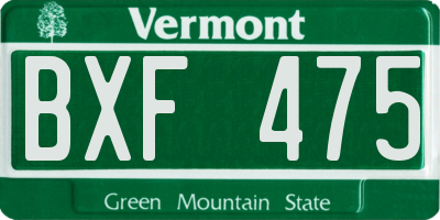 VT license plate BXF475