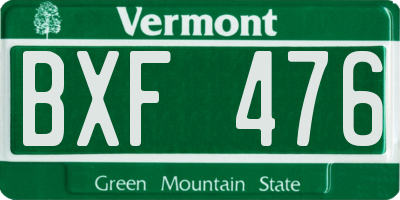 VT license plate BXF476