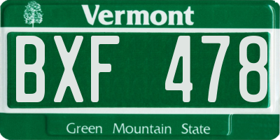 VT license plate BXF478
