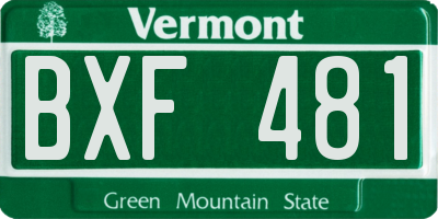 VT license plate BXF481