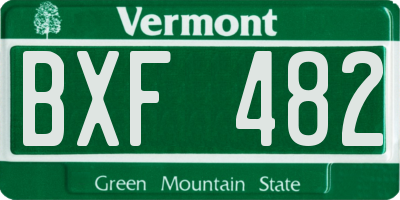 VT license plate BXF482