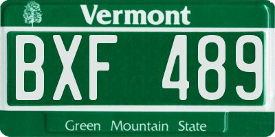 VT license plate BXF489