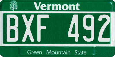 VT license plate BXF492