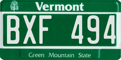 VT license plate BXF494