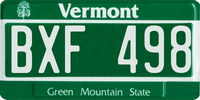 VT license plate BXF498