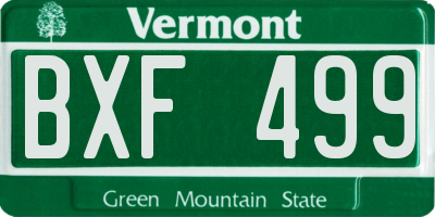 VT license plate BXF499