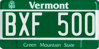 VT license plate BXF500