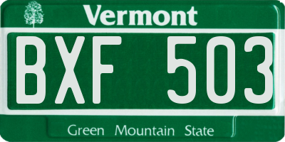 VT license plate BXF503