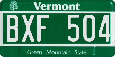 VT license plate BXF504