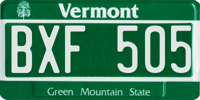 VT license plate BXF505