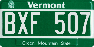 VT license plate BXF507