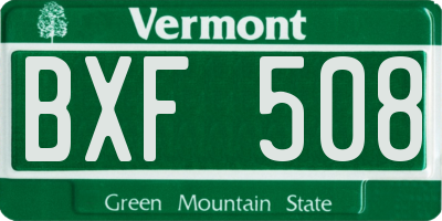 VT license plate BXF508