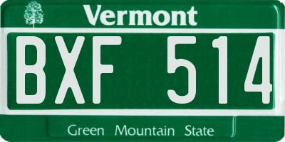 VT license plate BXF514