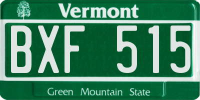 VT license plate BXF515
