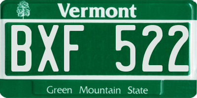 VT license plate BXF522