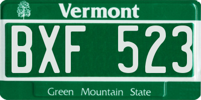 VT license plate BXF523