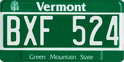 VT license plate BXF524