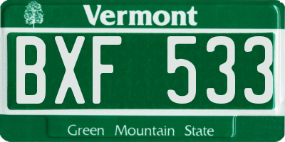 VT license plate BXF533
