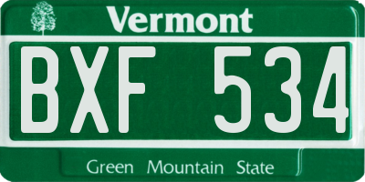 VT license plate BXF534