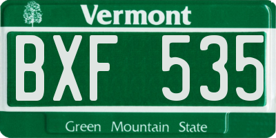 VT license plate BXF535