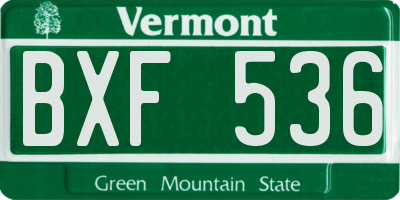 VT license plate BXF536