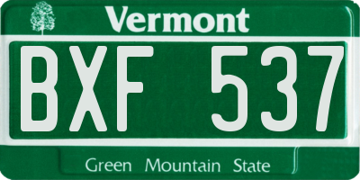 VT license plate BXF537