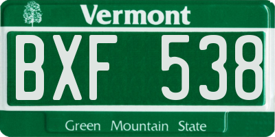 VT license plate BXF538