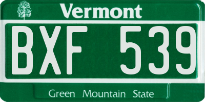 VT license plate BXF539