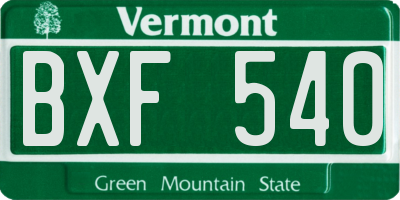 VT license plate BXF540