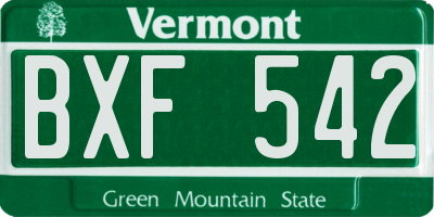 VT license plate BXF542